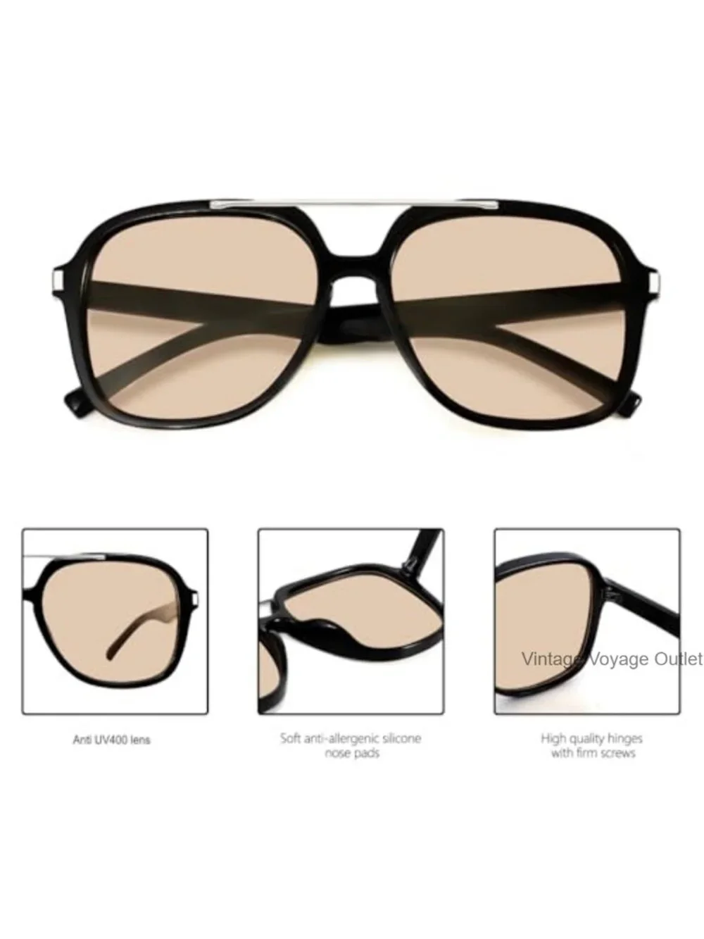 Aviator Sunglasses Women Men Retro Square Metal Top Bar UV400 Lightweight Shades